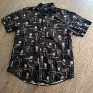 David Taylor Hawaiian Floral Button-Down Shirt Size large lobsters palm trees
